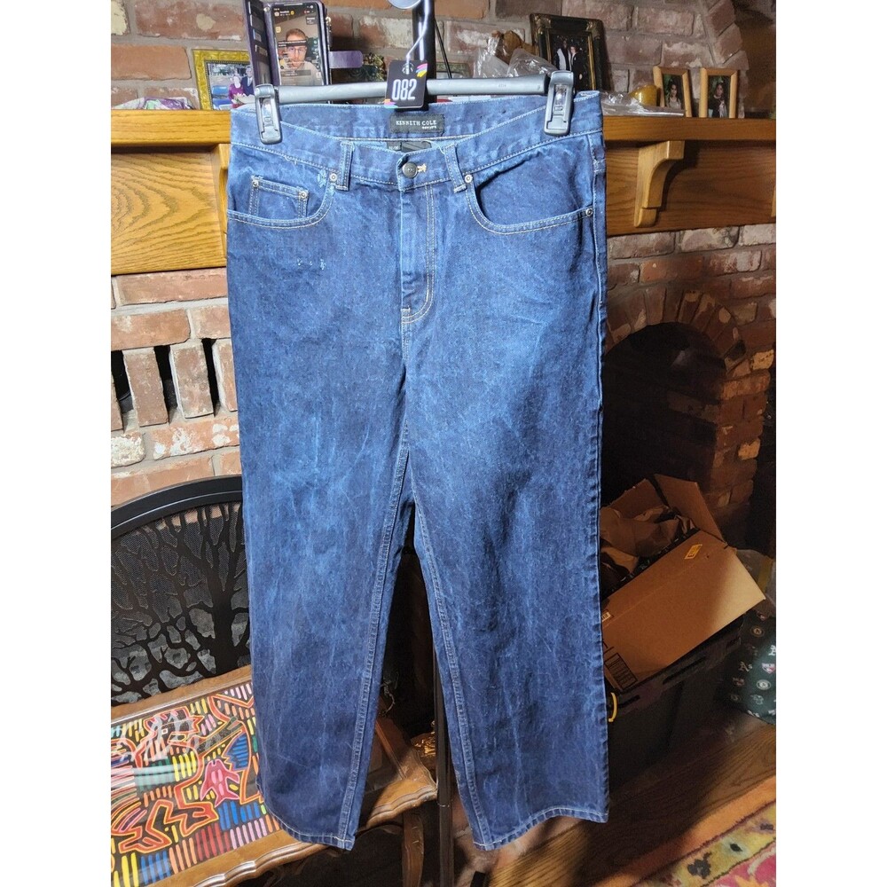 Kenneth Cole New York Jeans Mens 32x30 Blue Straight Leg Denim Cotton